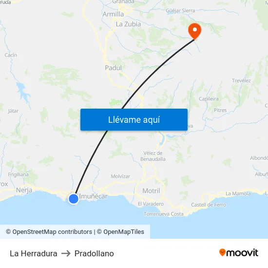 La Herradura to Pradollano map