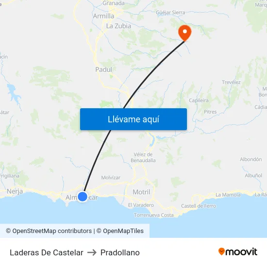 Laderas De Castelar to Pradollano map