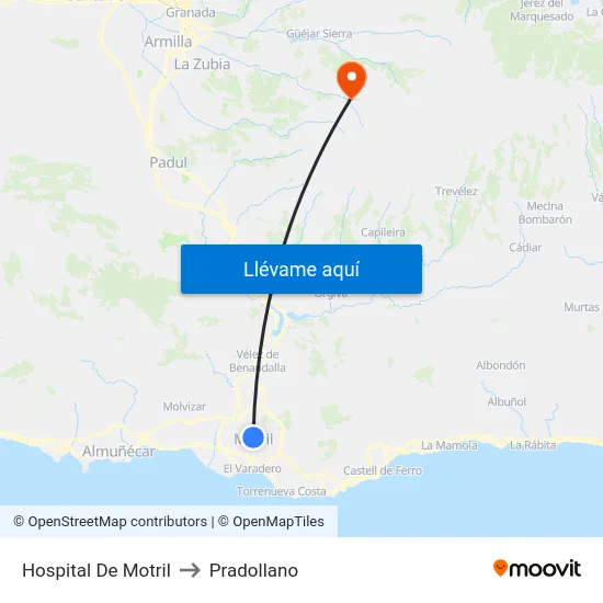 Hospital De Motril to Pradollano map