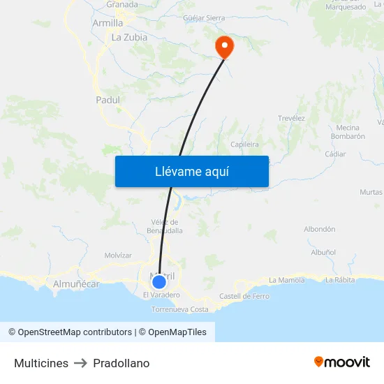 Multicines to Pradollano map