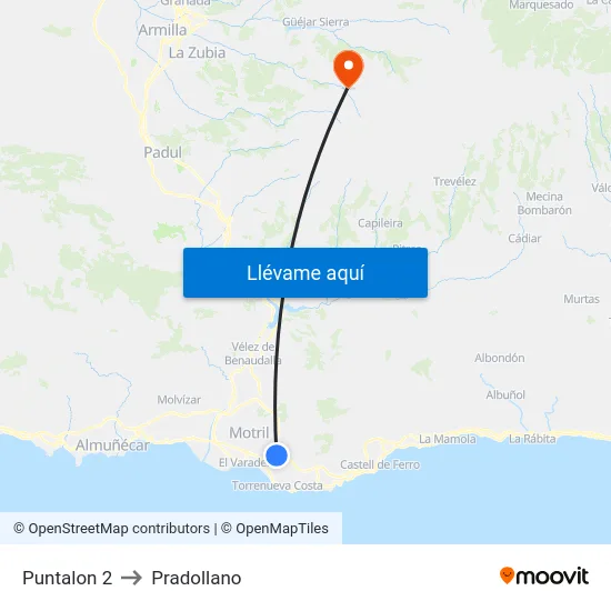 Puntalon 2 to Pradollano map