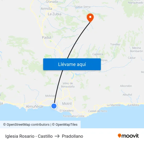 Iglesia Rosario - Castillo to Pradollano map