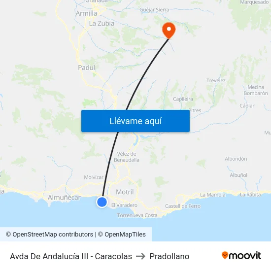 Avda De Andalucía III - Caracolas to Pradollano map