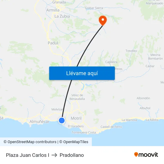 Plaza Juan Carlos I to Pradollano map