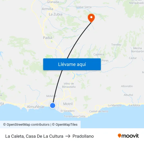 La Caleta, Casa De La Cultura to Pradollano map