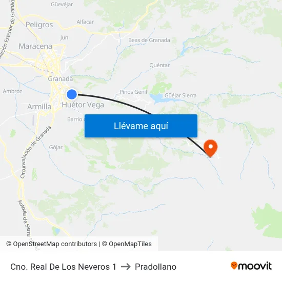 Cno. Real De Los Neveros 1 to Pradollano map