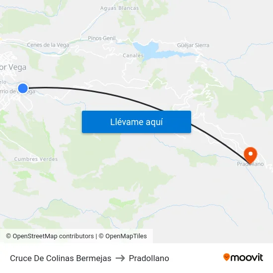Cruce De Colinas Bermejas to Pradollano map