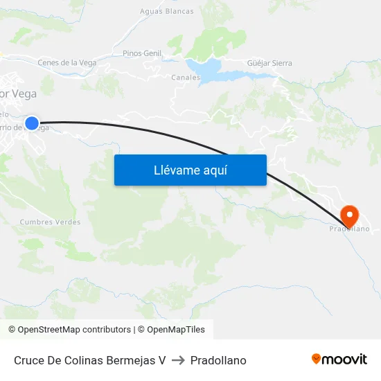 Cruce De Colinas Bermejas V to Pradollano map