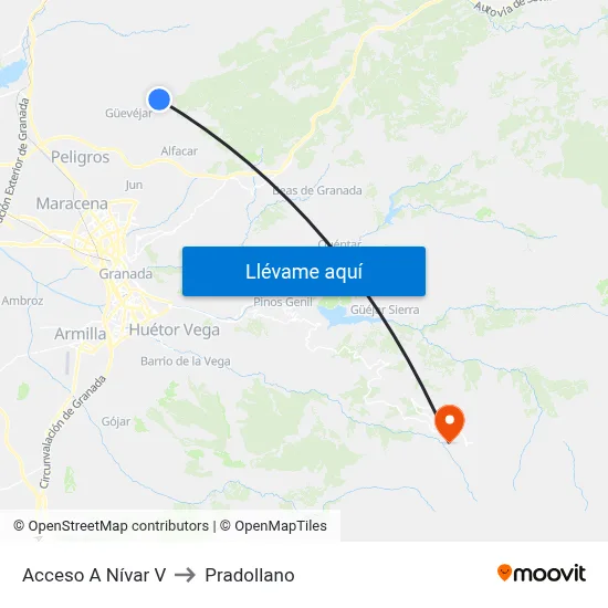 Acceso A Nívar V to Pradollano map