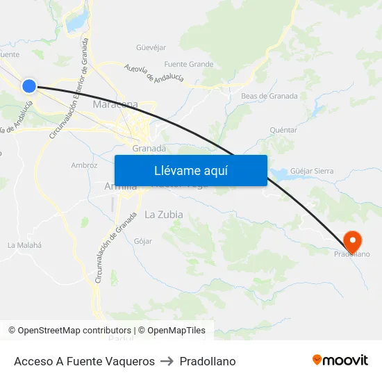 Acceso A Fuente Vaqueros to Pradollano map
