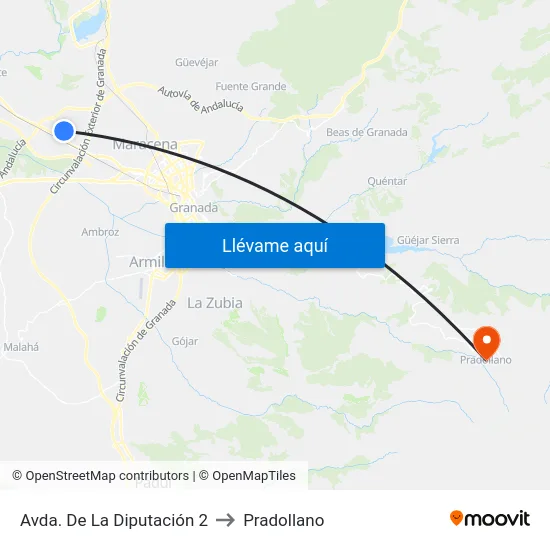 Avda. De La Diputación 2 to Pradollano map