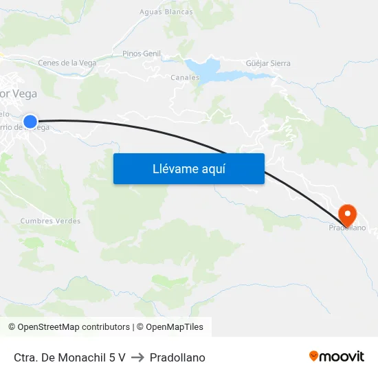 Ctra. De Monachil 5 V to Pradollano map