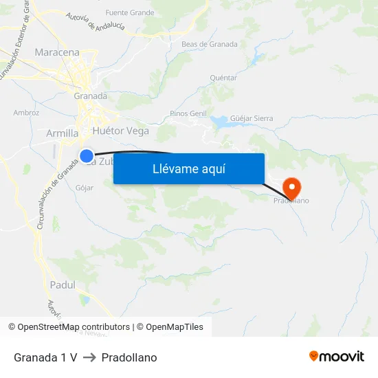 Granada 1 V to Pradollano map