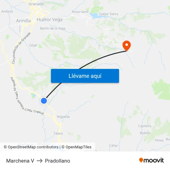 Marchena V to Pradollano map