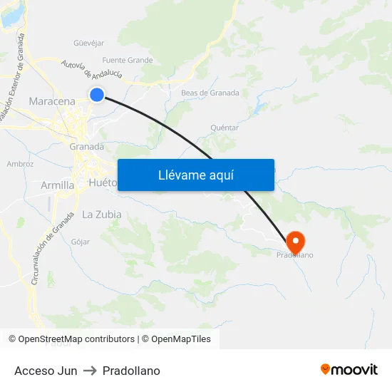 Acceso Jun to Pradollano map