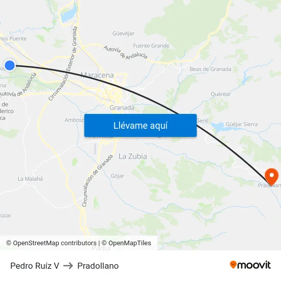 Pedro Ruíz V to Pradollano map