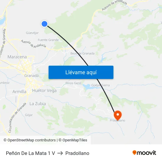 Peñón De La Mata 1 V to Pradollano map