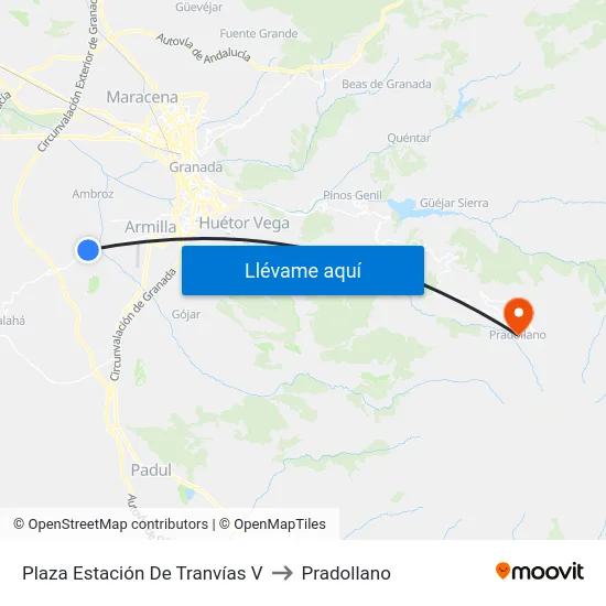 Plaza Estación De Tranvías V to Pradollano map