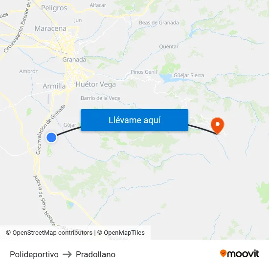 Polideportivo to Pradollano map
