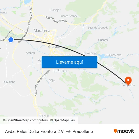 Avda. Palos De La Frontera 2 V to Pradollano map