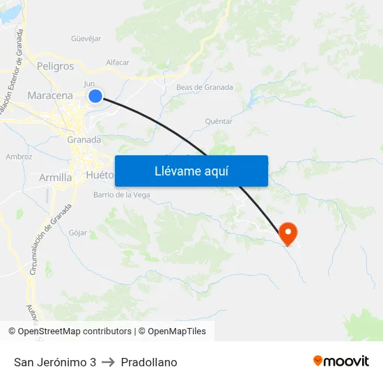 San Jerónimo 3 to Pradollano map