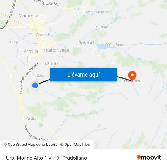 Urb. Molino Alto 1 V to Pradollano map