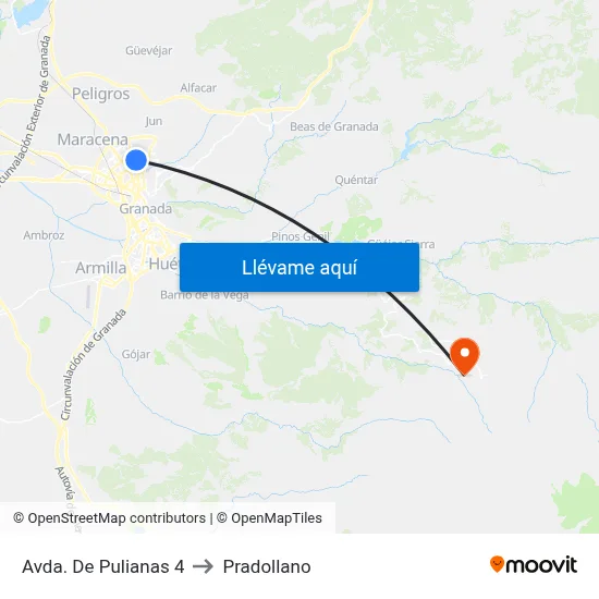 Avda. De Pulianas 4 to Pradollano map