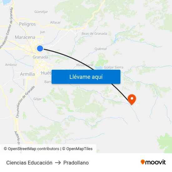 Ciencias Educación to Pradollano map