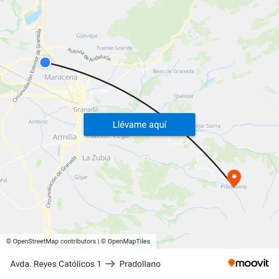 Avda. Reyes Católicos 1 to Pradollano map