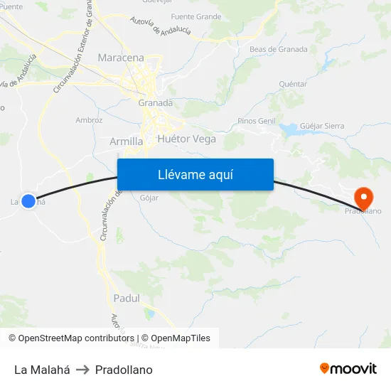 La Malahá to Pradollano map