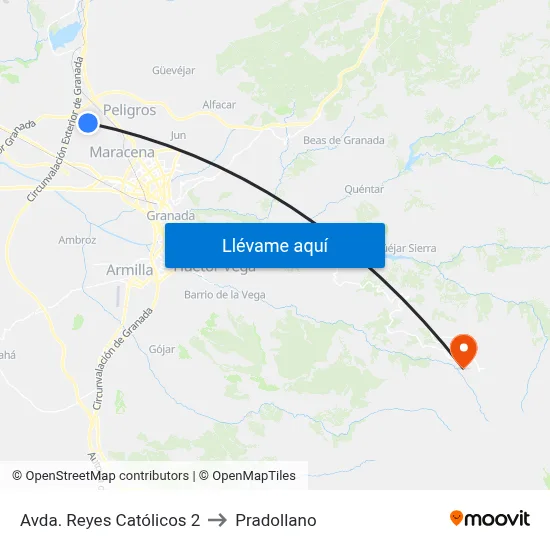 Avda. Reyes Católicos 2 to Pradollano map