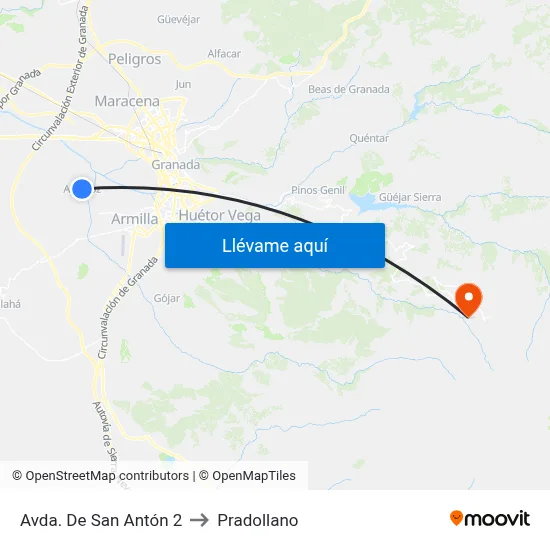 Avda. De San Antón 2 to Pradollano map
