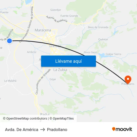 Avda. De América to Pradollano map