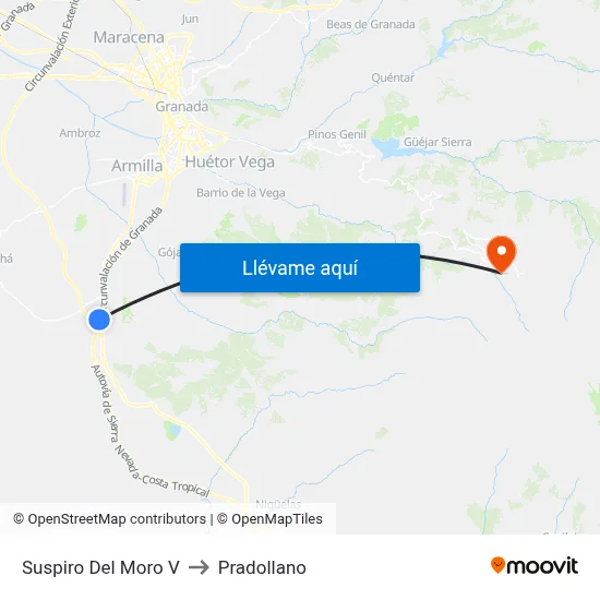 Suspiro Del Moro V to Pradollano map