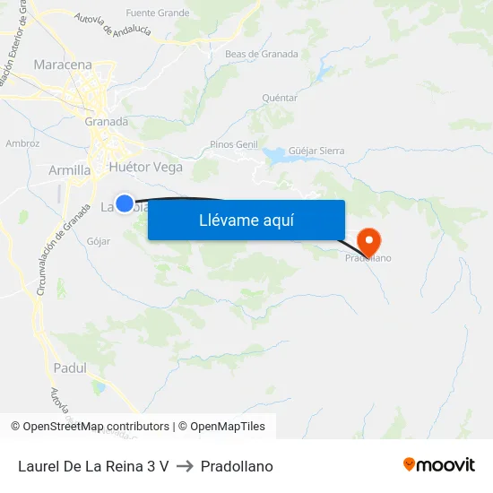 Laurel De La Reina 3 V to Pradollano map