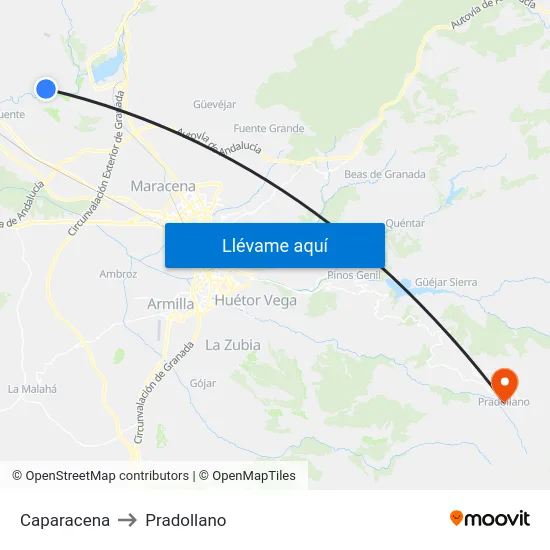 Caparacena to Pradollano map
