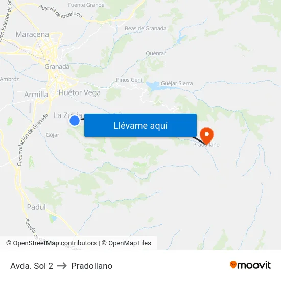 Avda. Sol 2 to Pradollano map
