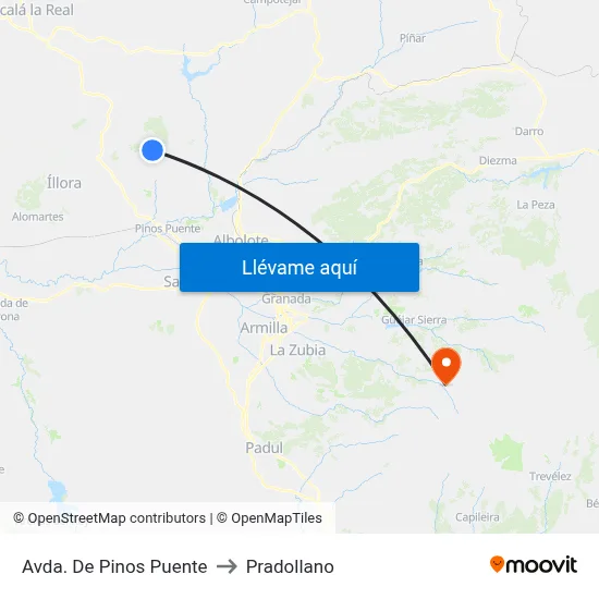 Avda. De Pinos Puente to Pradollano map