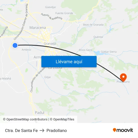 Ctra. De Santa Fe to Pradollano map