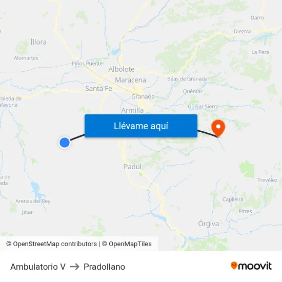 Ambulatorio V to Pradollano map