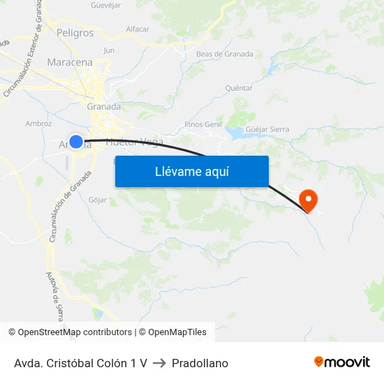 Avda. Cristóbal Colón 1 V to Pradollano map