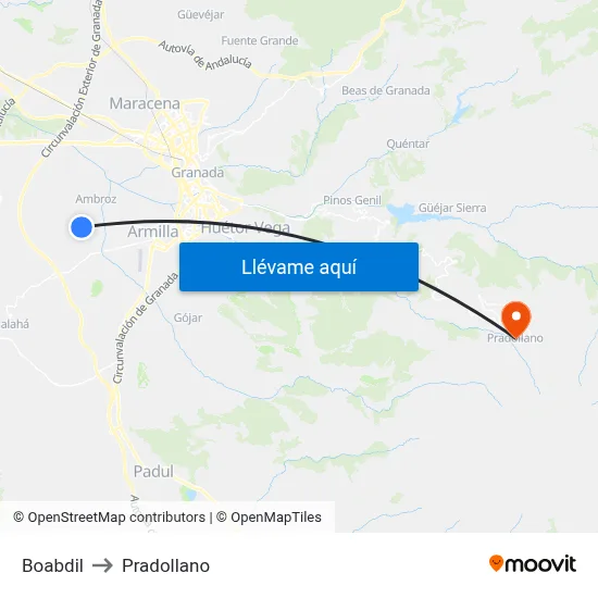 Boabdil to Pradollano map