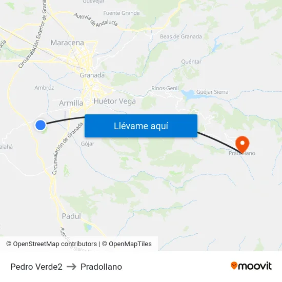 Pedro Verde2 to Pradollano map