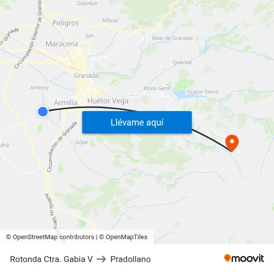 Rotonda Ctra. Gabia V to Pradollano map
