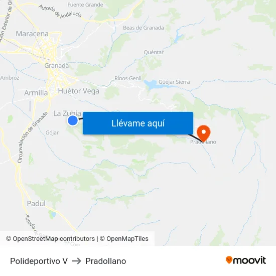 Polideportivo V to Pradollano map