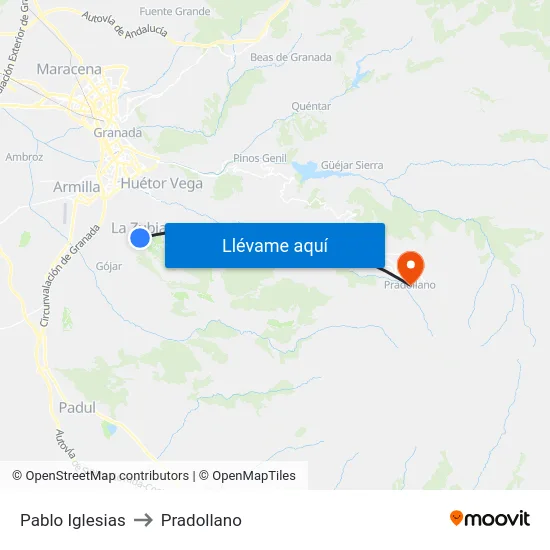 Pablo Iglesias to Pradollano map