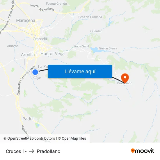 Cruces 1- to Pradollano map
