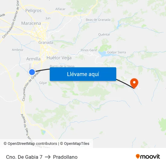 Cno. De Gabia 7 to Pradollano map