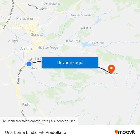 Urb. Loma Linda to Pradollano map