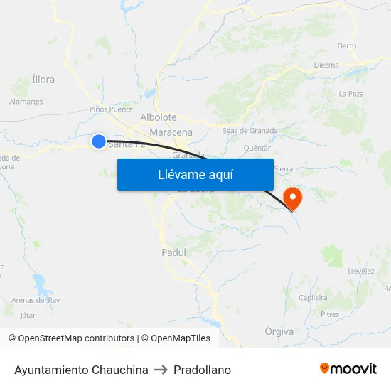 Ayuntamiento Chauchina to Pradollano map